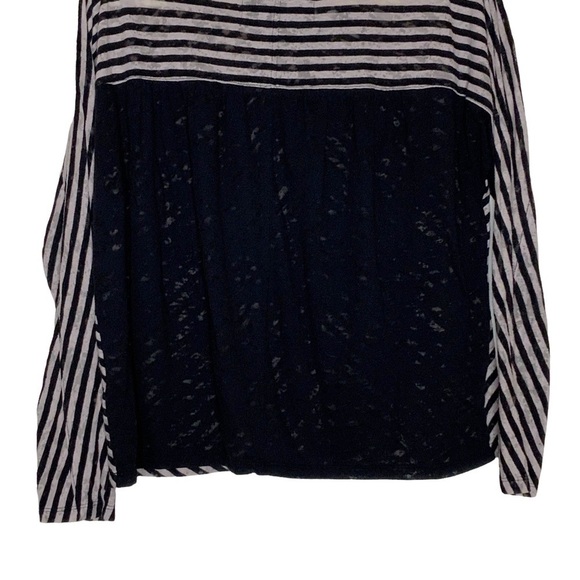 Anthropologie black striped blouse with lace back and sleeves.V neckline. Size S - Picture 7 of 9